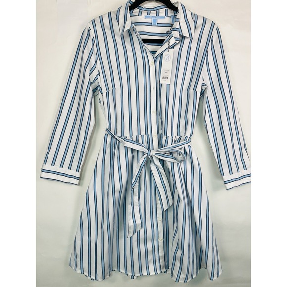 Draper James Tops - NWT Draper James Blue White Striped Belted Button Down Shirt Dress Size 12